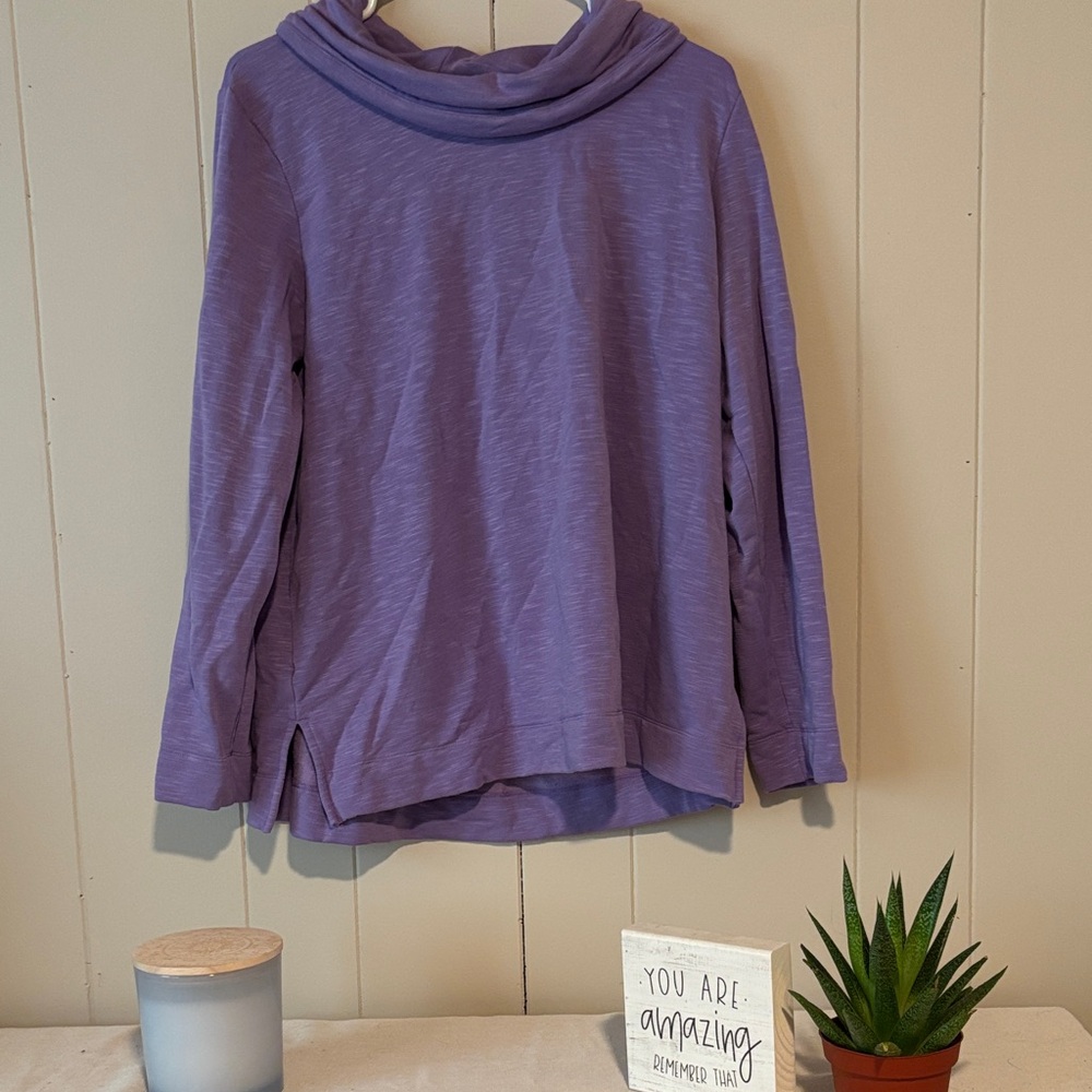 J. Jill Lavender Long-Sleeve Tunic with Cowl Neck